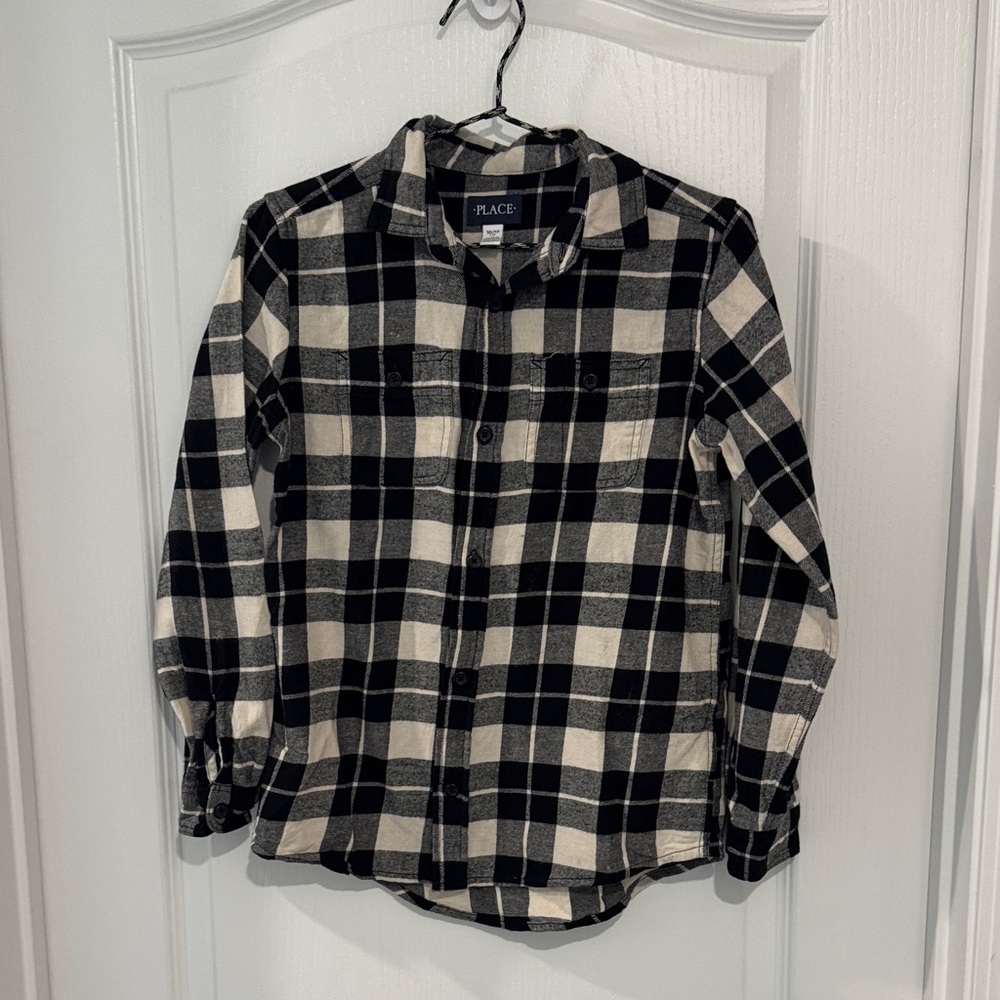 The Children's Place Black and White Plaid boys Shirt